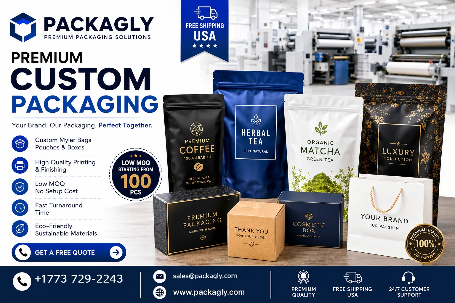Premium Custom Mylar Bags Online | Packagly Store