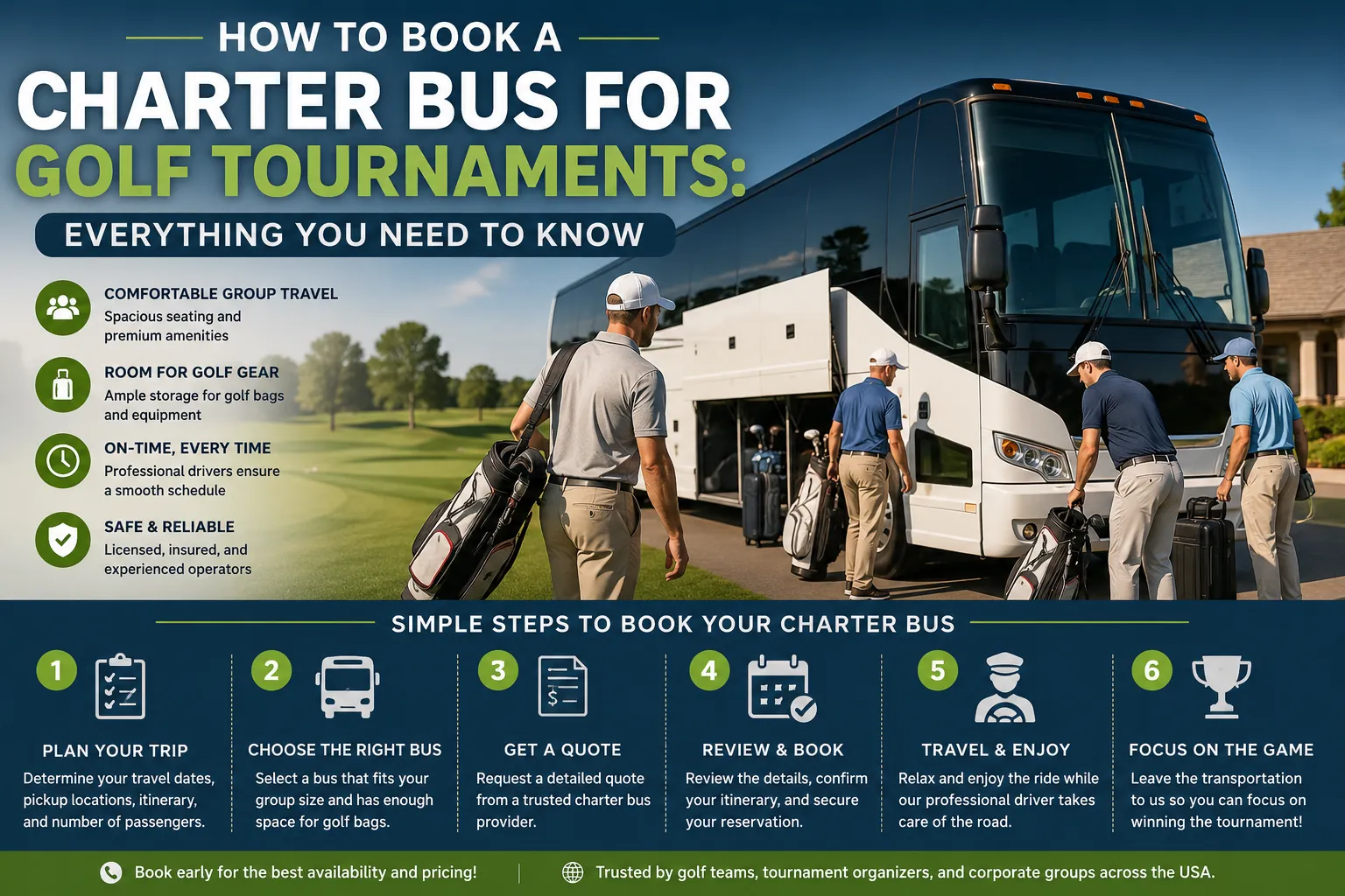 How to Book a Charter Bus for Golf Tournaments: Everything You Need to Know