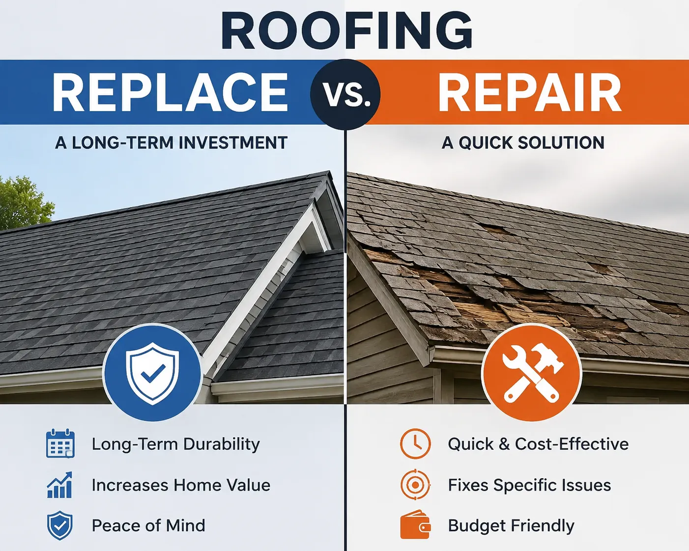 Replace vs. Repair: Finding Right Roofing Solution