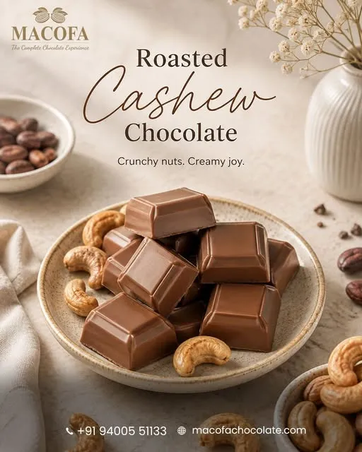 Roasted Cashew Chocolate: A Perfect Blend of Crunch and Rich Cocoa