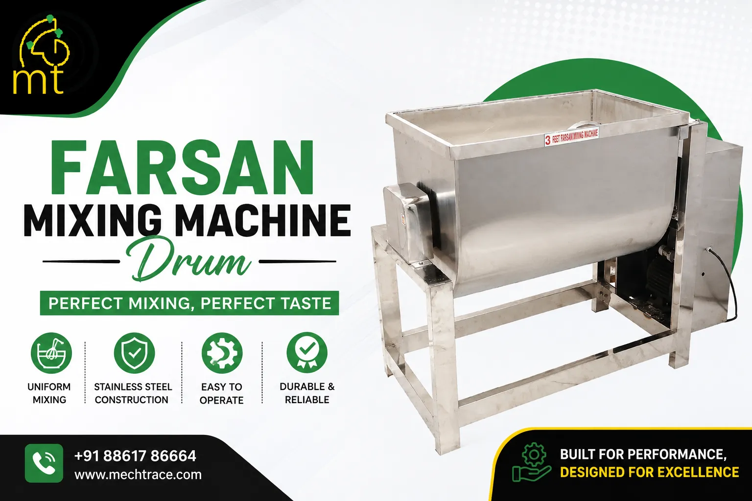 Mechtrace Food Processing Solutions: Farsan Mixing Machine Drum, Dryer Machine Tilting, 5 Litre Commercial Mixer Grinder & Regular Potato Wafer Machine