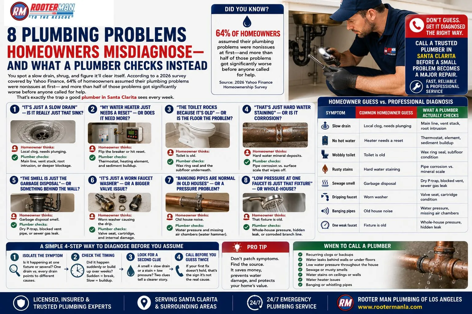 8 Plumbing Problems Homeowners Misdiagnose—and What a Plumber Checks Instead
