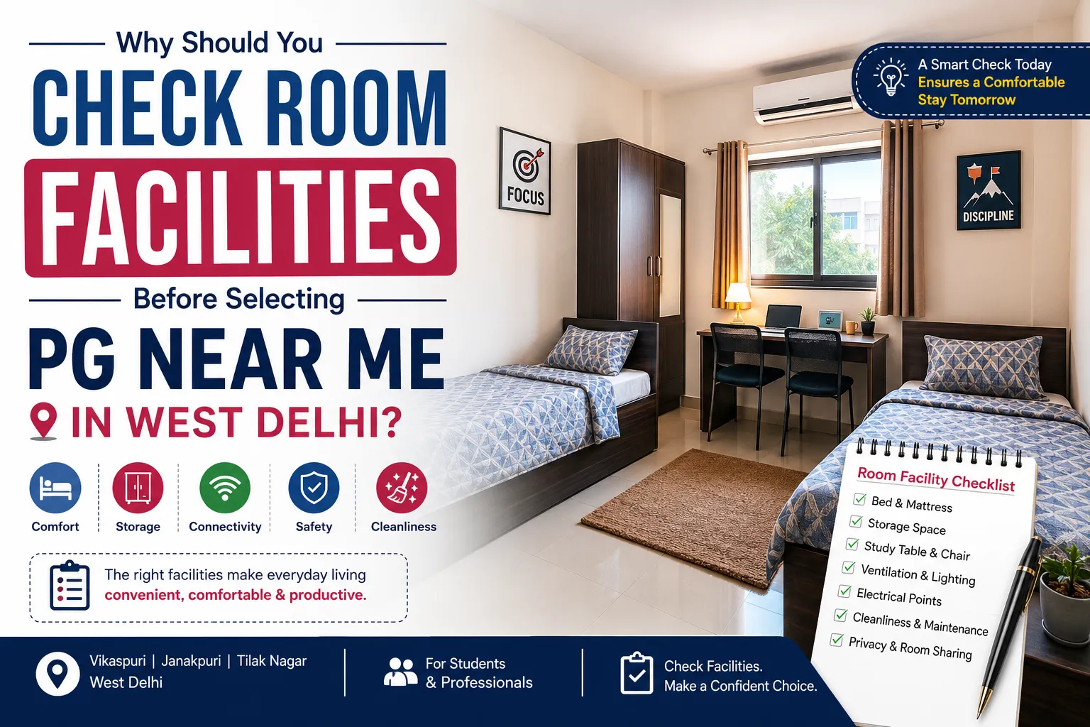 Why Should You Check Room Facilities Before Selecting PG Near Me in West Delhi?