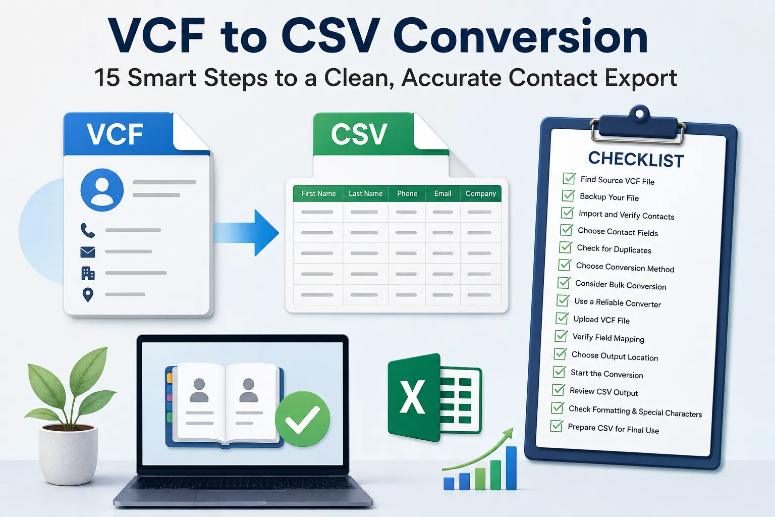 VCF to CSV Conversion Checklist: 15 Smart Steps to a Clean, Accurate Contact Export