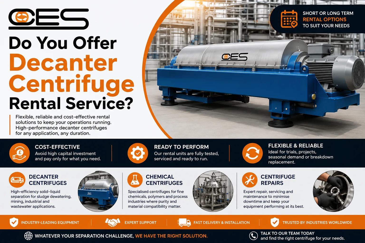 Do you offer Decanter Centrifuge Rental service?