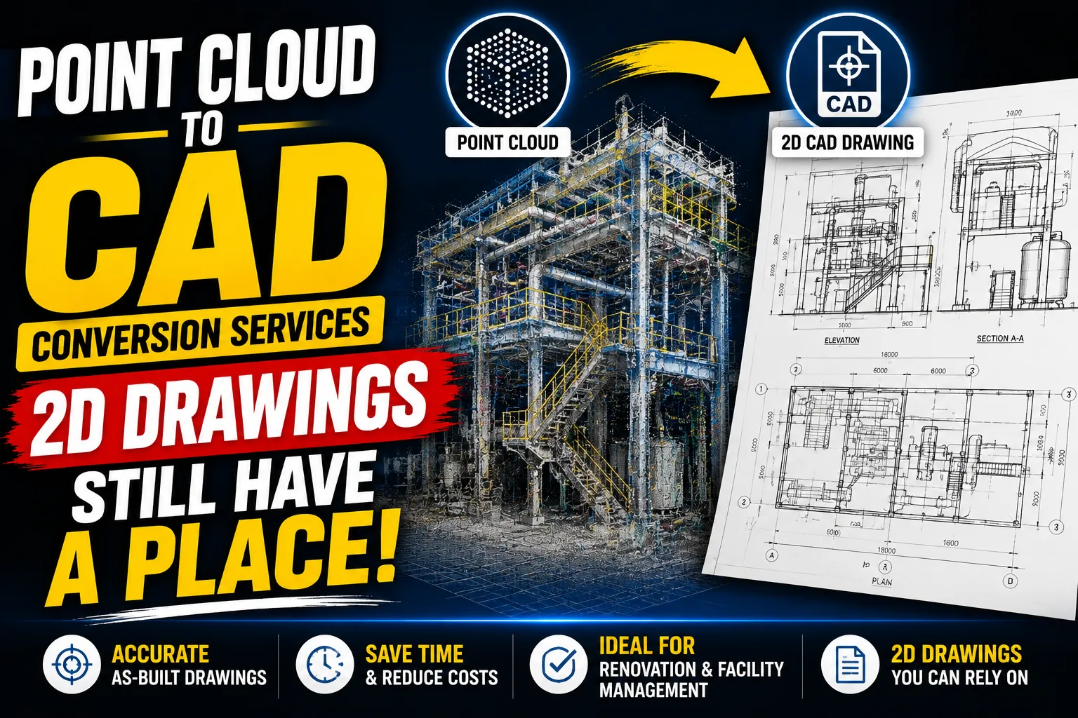 Point Cloud to CAD Conversion Services — 2D Drawings Still Have a Place