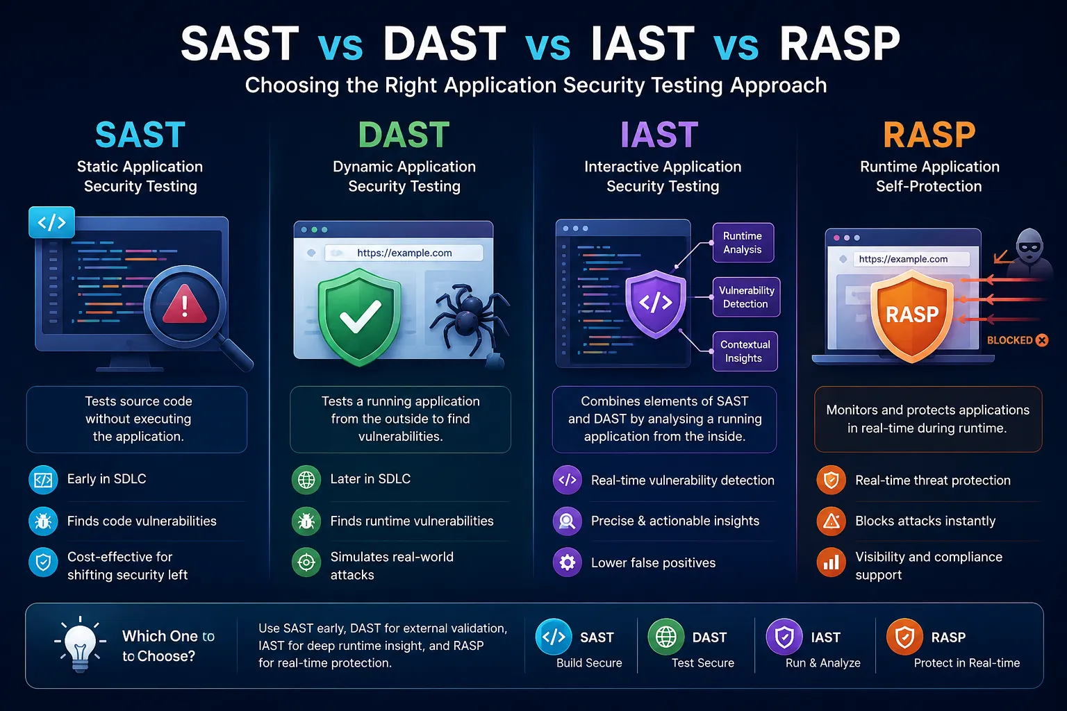 Comparing SAST, DAST, IAST, and RASP: A Practical Guide for DevSecOps Teams