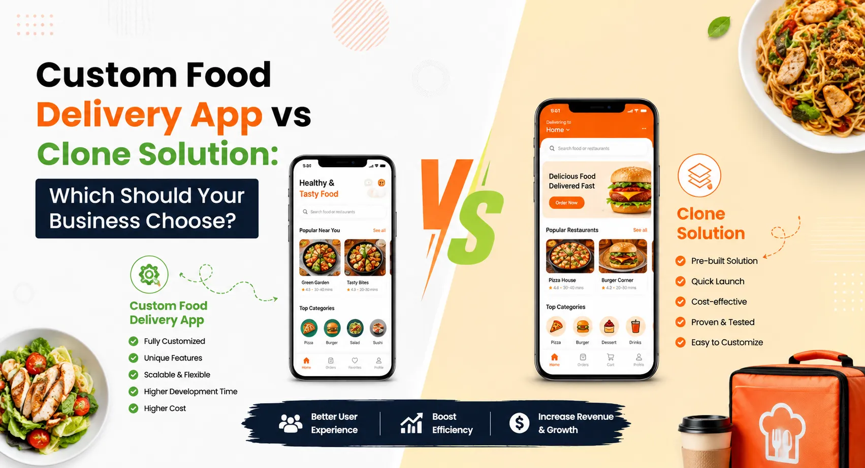Custom Food Delivery App vs Clone Solution: Which Should Your Business Choose?
