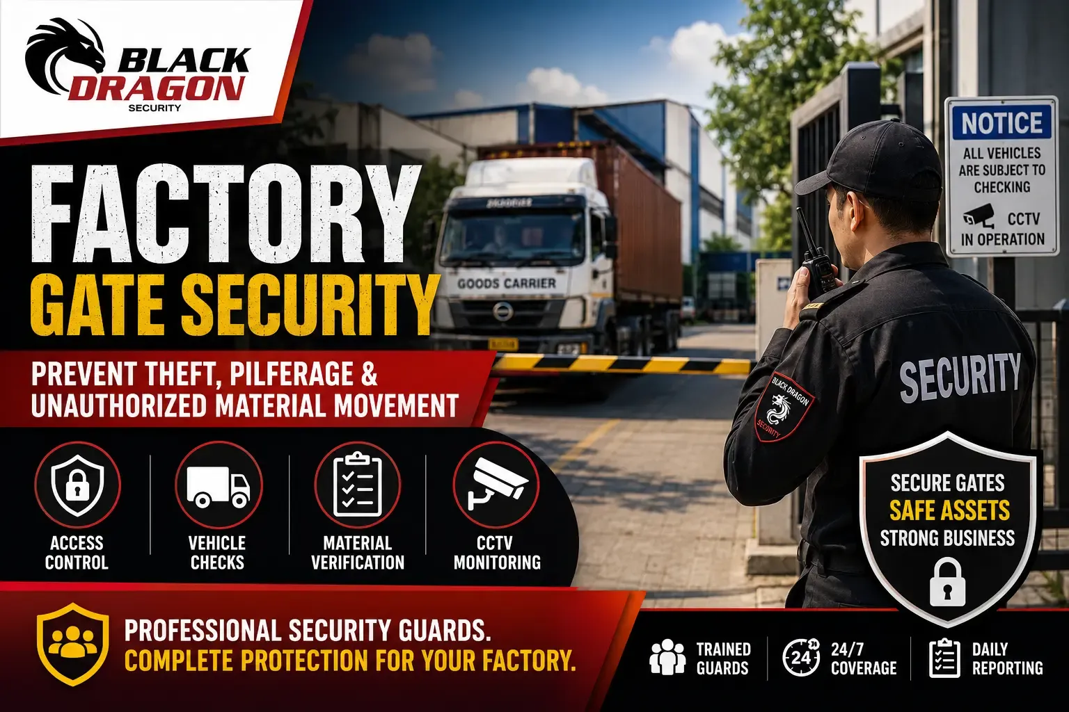 Factory Gate Security: How Security Guards Prevent Theft, Pilferage and Unauthorized Material Movement