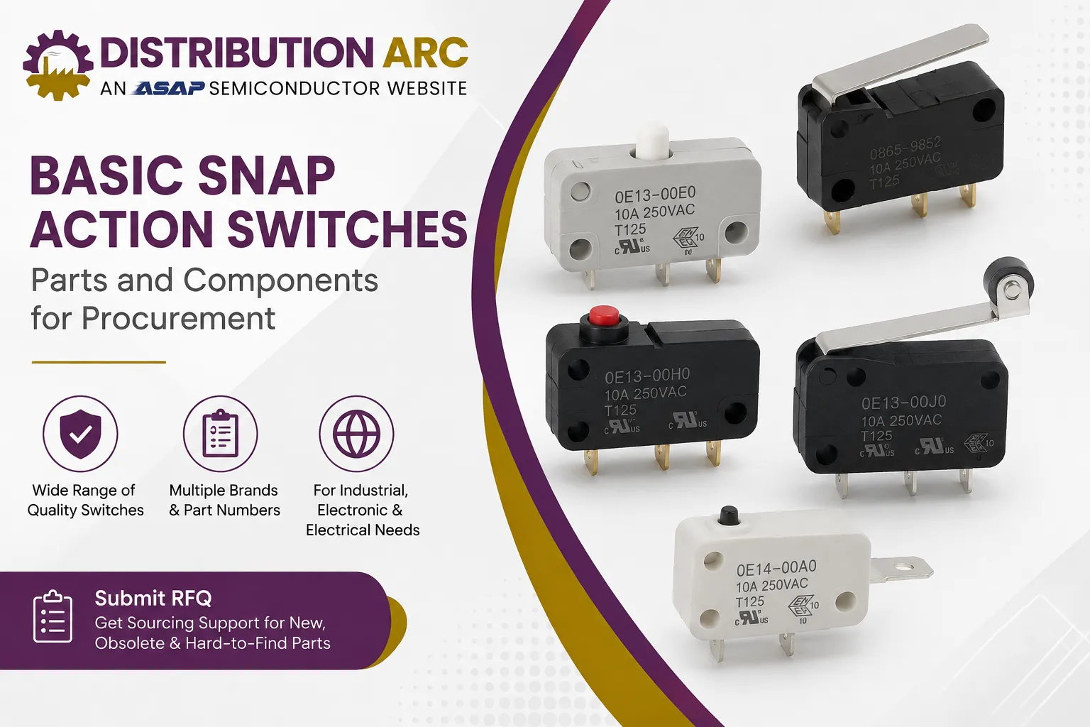 Basic Snap Action Switches - Comprehensive List of Industrial Parts and Components
