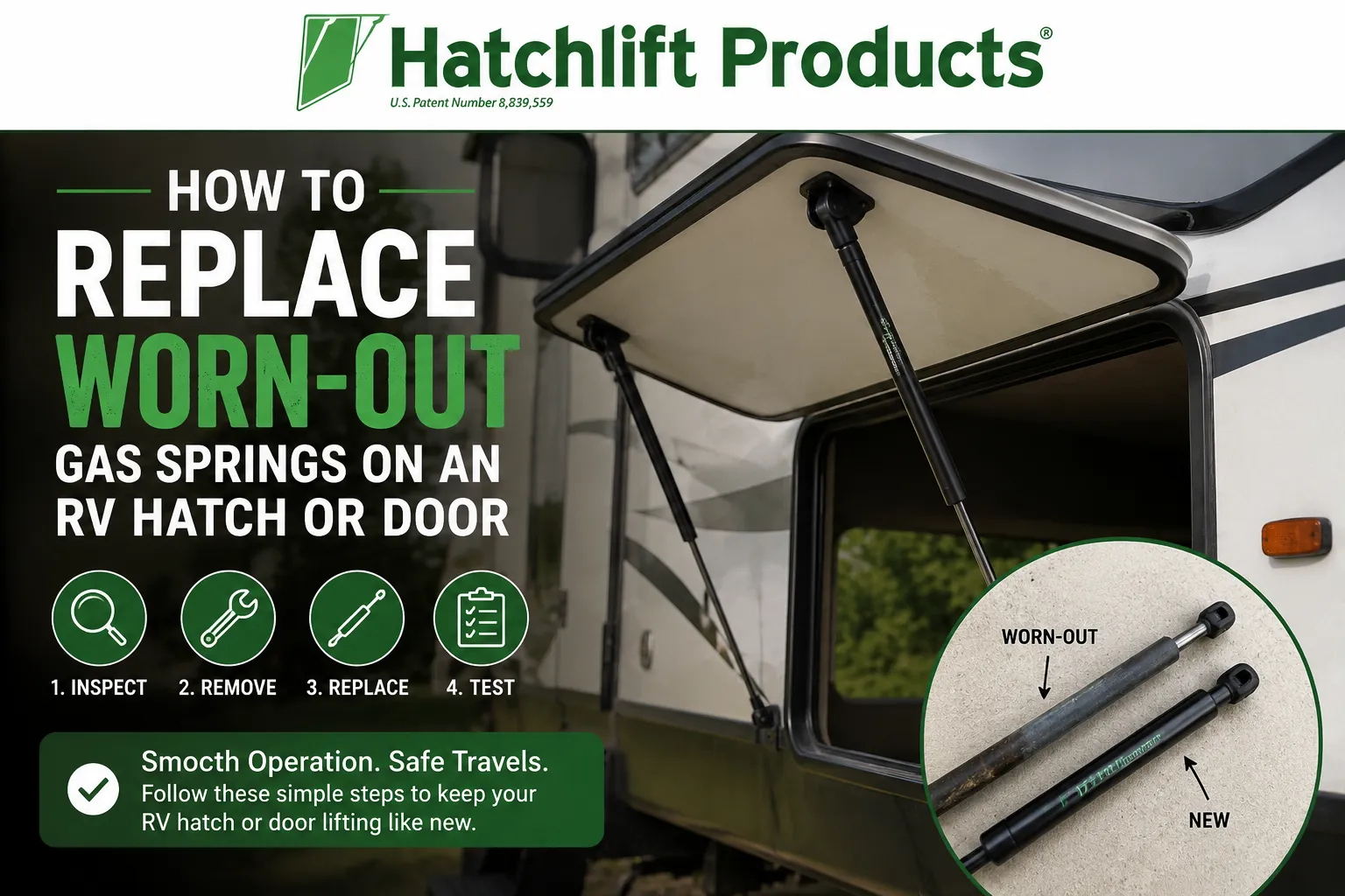How to Replace Worn-Out Gas Springs on an RV Hatch or Door