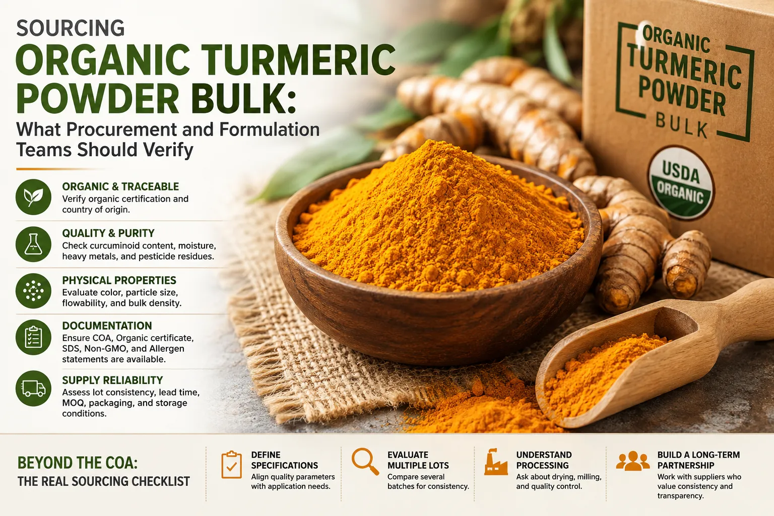 Organic Turmeric Powder Sourcing: The Specification Details That Matter at Scale
