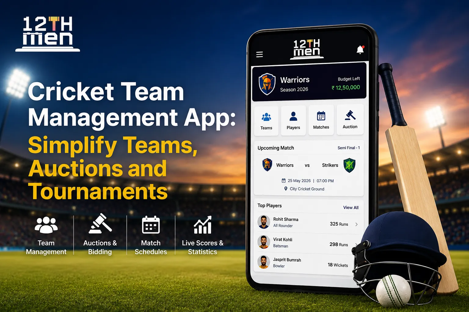 Cricket Team Management App: Simplify Teams, Auctions and Tournaments