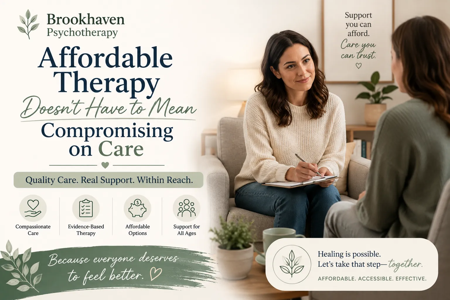 Affordable Therapy Doesn't Have to Mean Compromising on Care