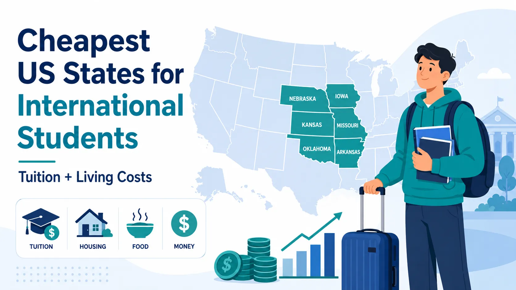 Cheapest US States for International Students: Tuition + Living Costs