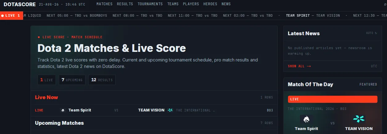 Track Pro Dota 2 Matches Live in Philippines – DotaScore