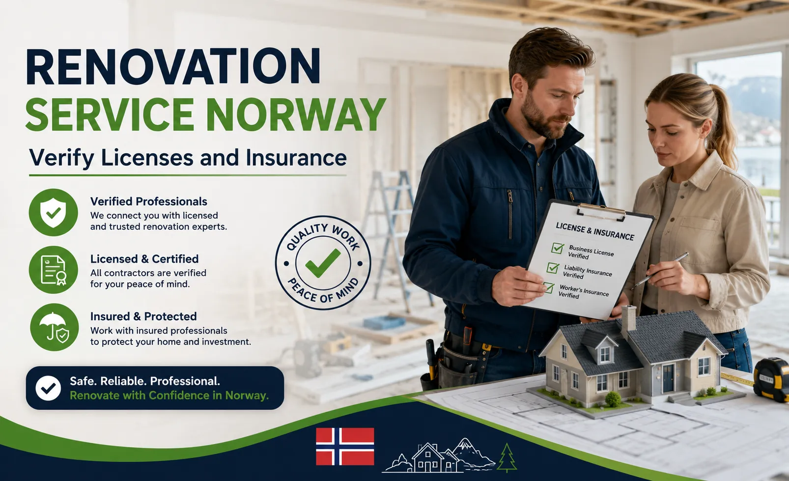 Professional renovation services in Norway with verified licenses and insurance