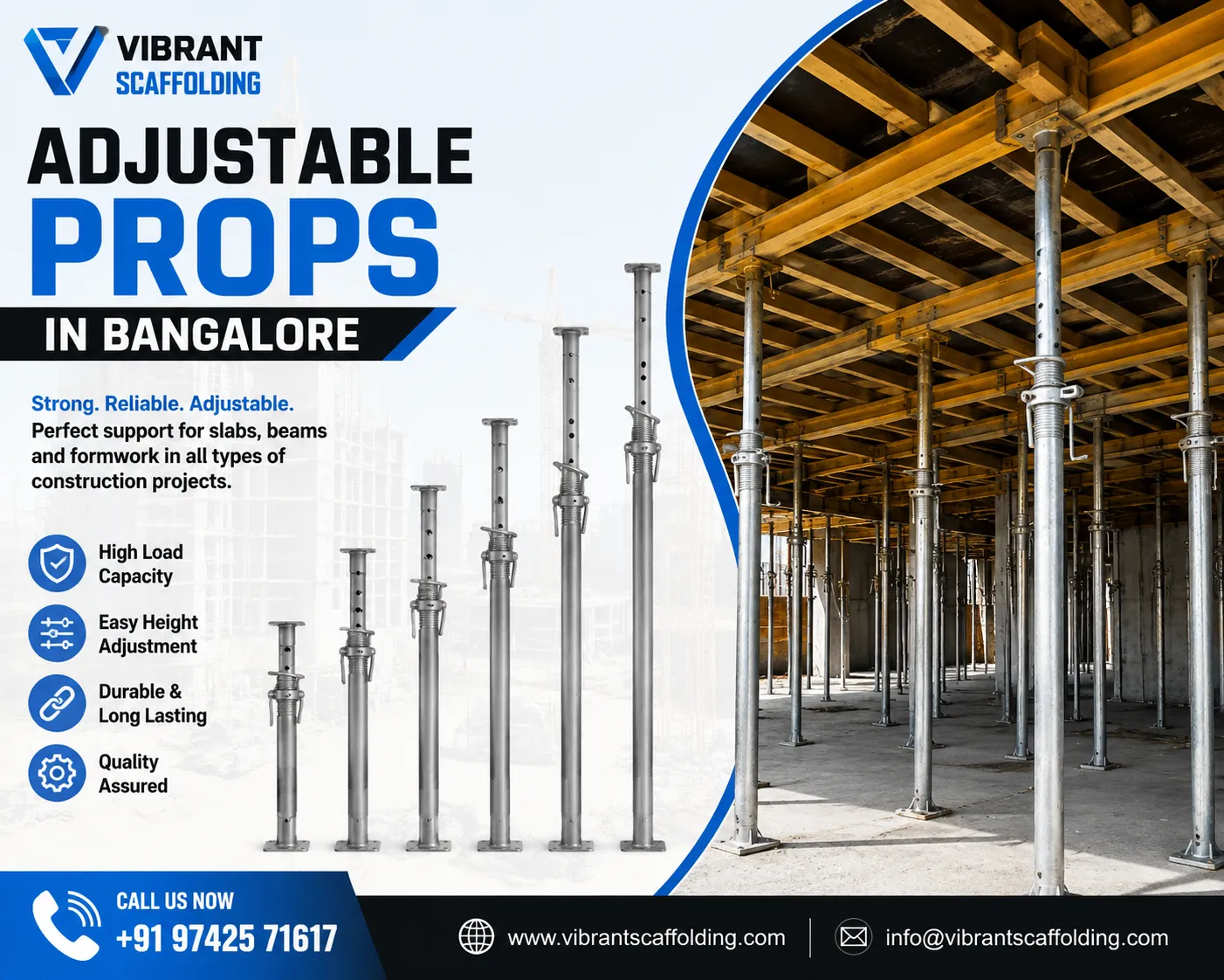 Adjustable Props and Scaffolding Accessories in Bangalore for Flexible Construction Support