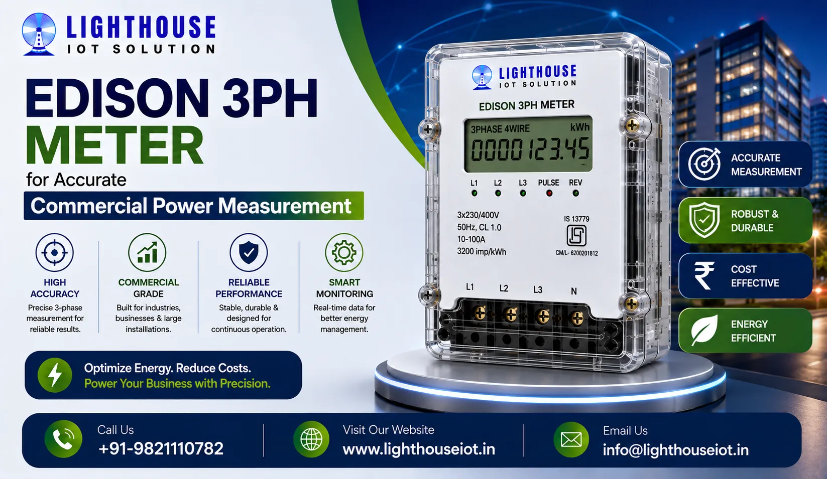 EDISON 3PH Meter for Accurate Commercial Power Measurement