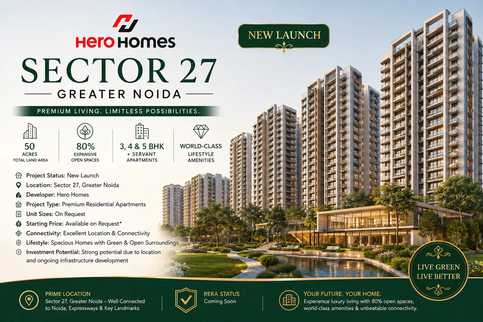 Hero Homes Sector 27 Greater Noida | Elevated Residential Living with Spacious Apartments