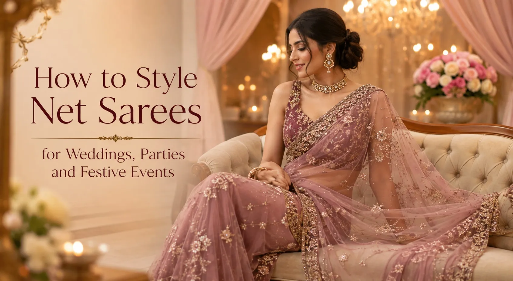How to Style Net Sarees for Weddings, Parties and Festive Events