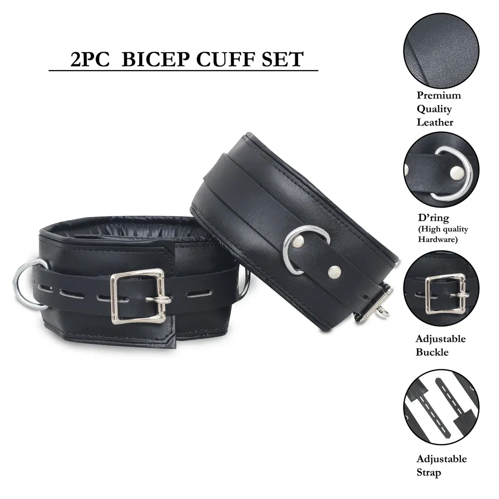 Premium Leather Bondage Handcuffs Set