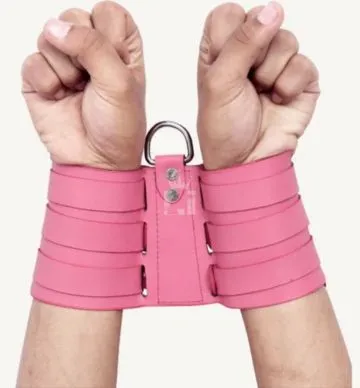 Pink Leather Bondage Handcuffs