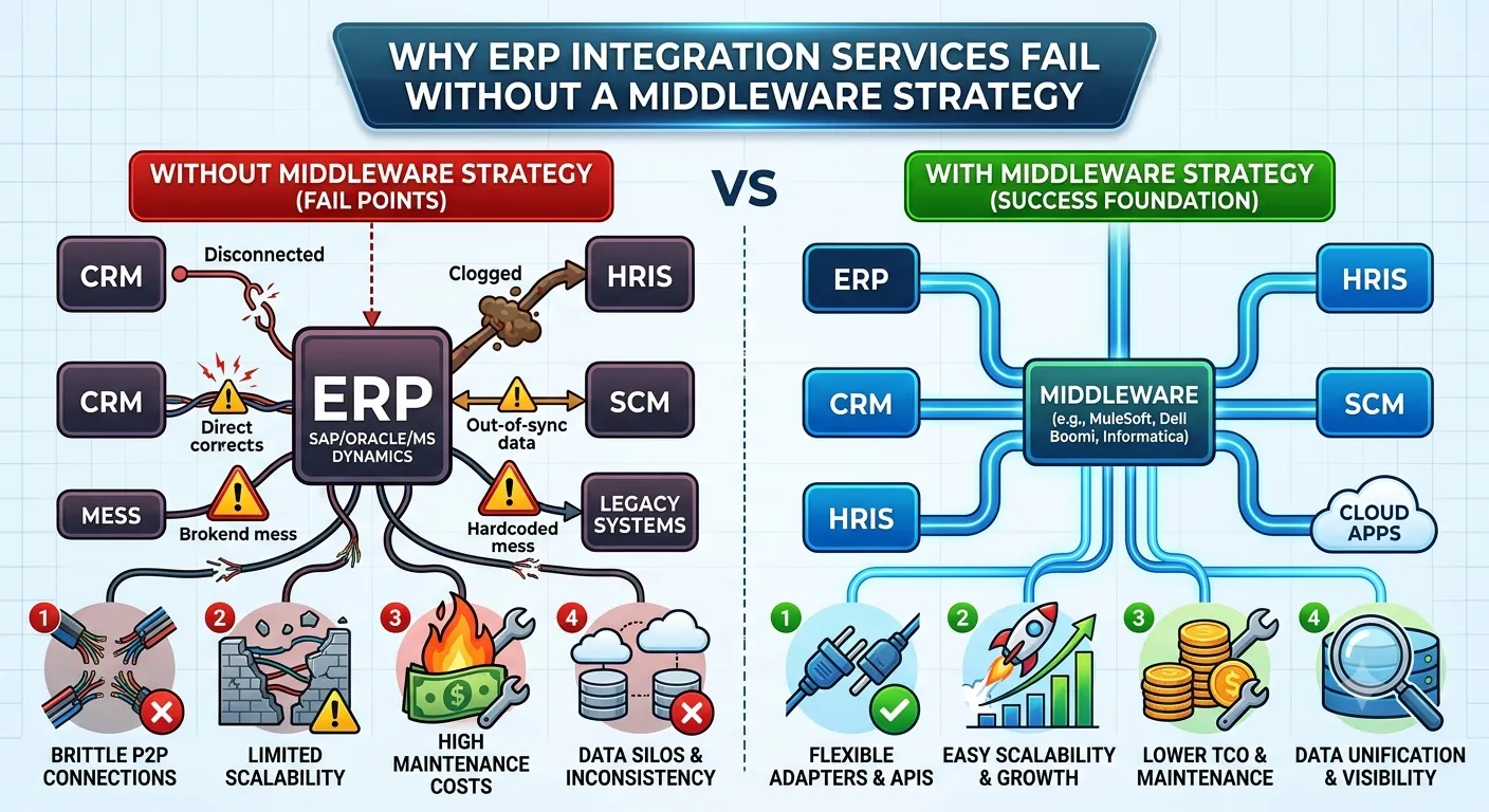 Why ERP Integration Services Fail Without a Middleware Strategy