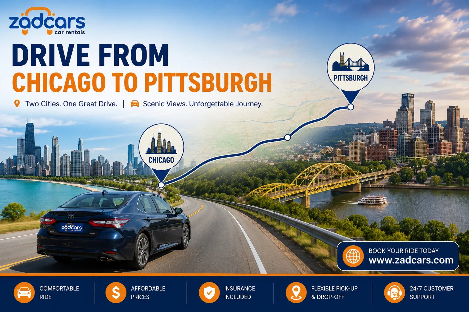 What Route Makes the Drive from Chicago to Pittsburgh Easier?