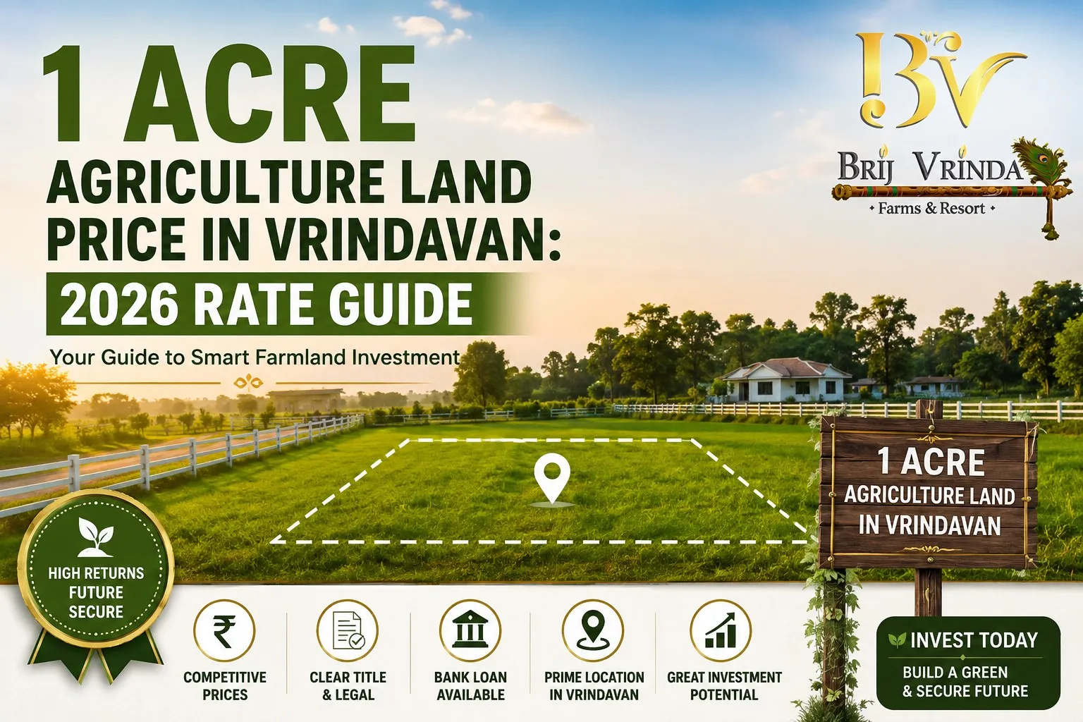 1 Acre Agriculture Land Price in Vrindavan: 2026 Rate Guide