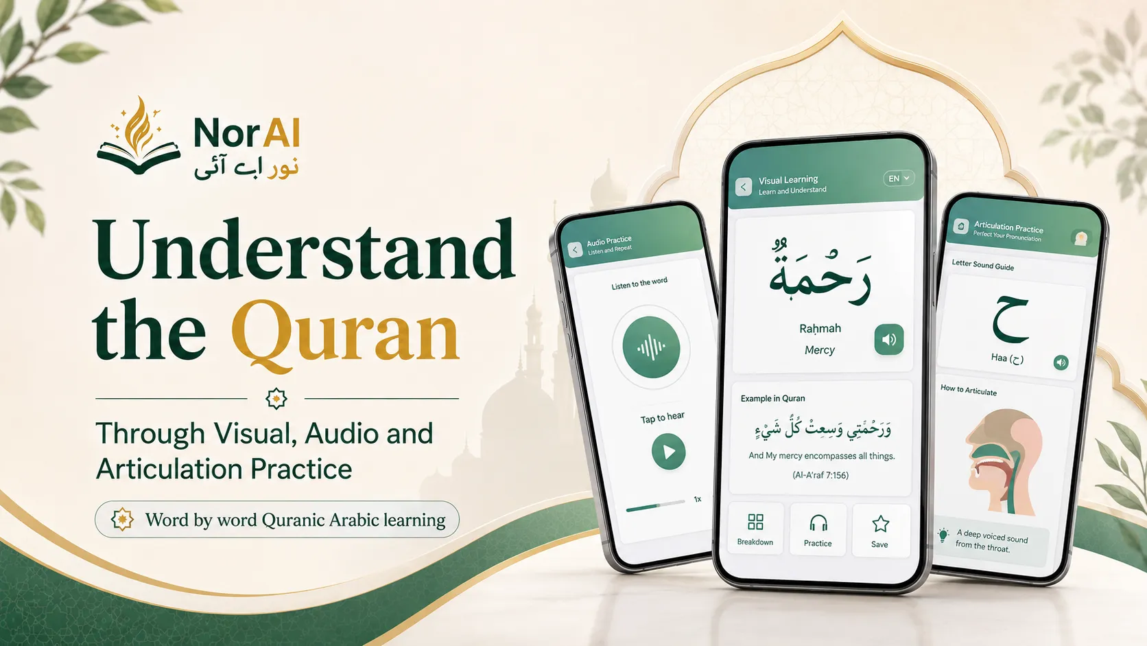 Understand the Quran Visually with Articulation and Word by Word Learning