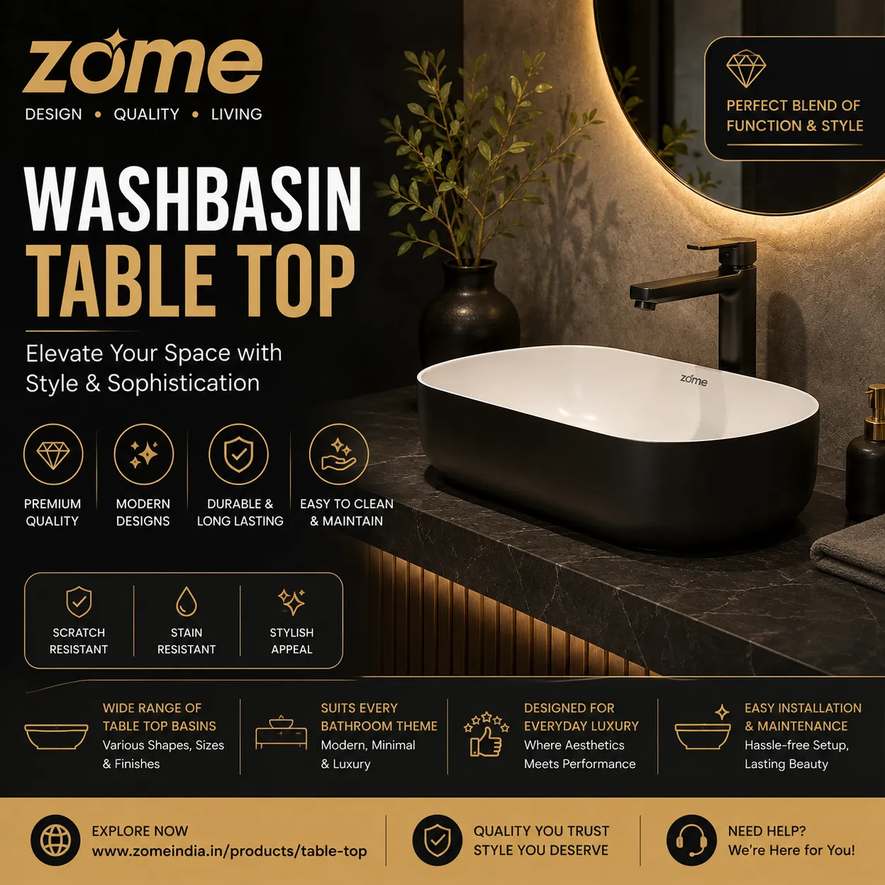 Minimalist Bathroom Ideas Featuring a Washbasin Table Top
