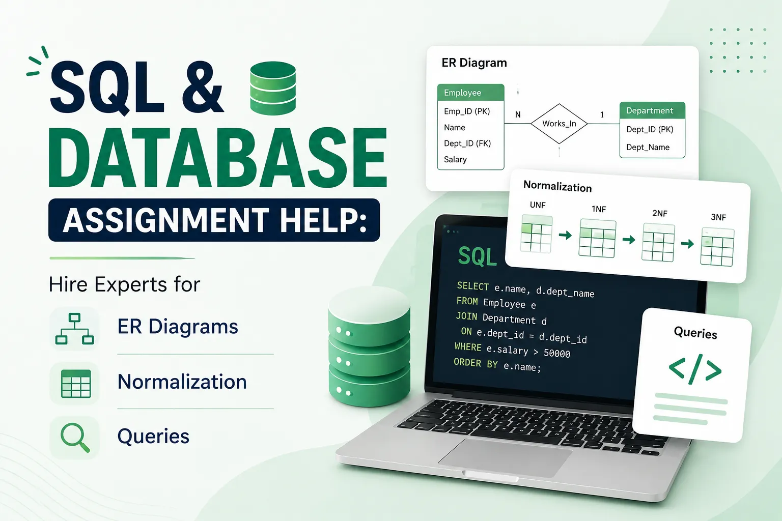 SQL & Database Assignment Help: Hire Experts for ER Diagrams, Normalization & Queries