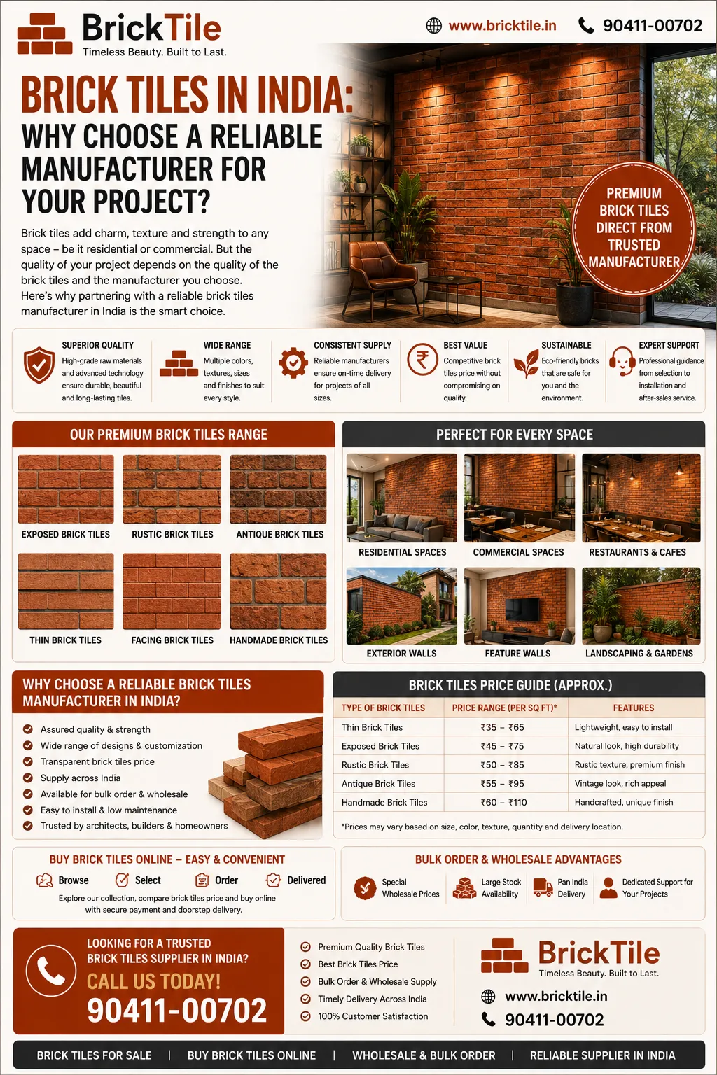 Brick Tiles in India: Why Choose a Reliable Manufacturer for Your Project?