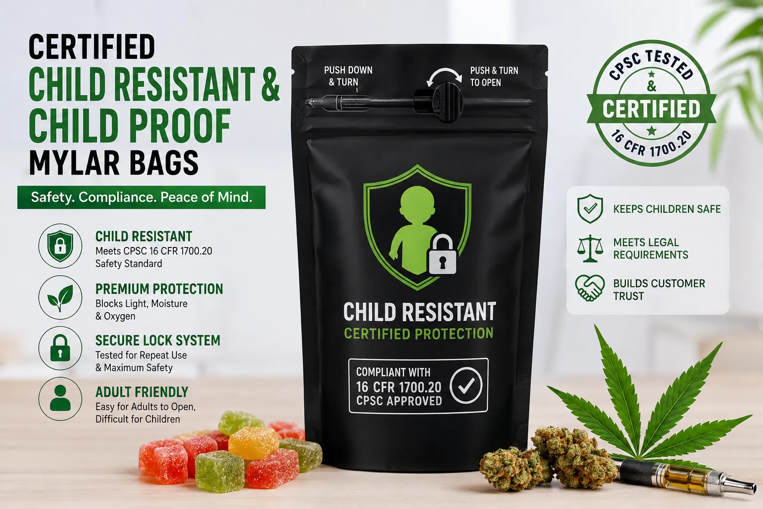 Best Certified Child Resistant & Child Proof Mylar Bags | Packagly