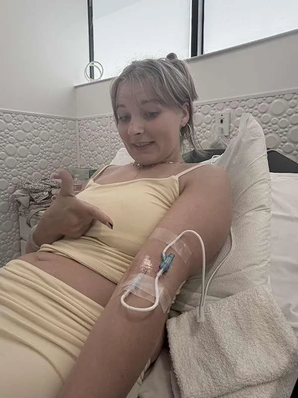 An IV cannula attached to a person