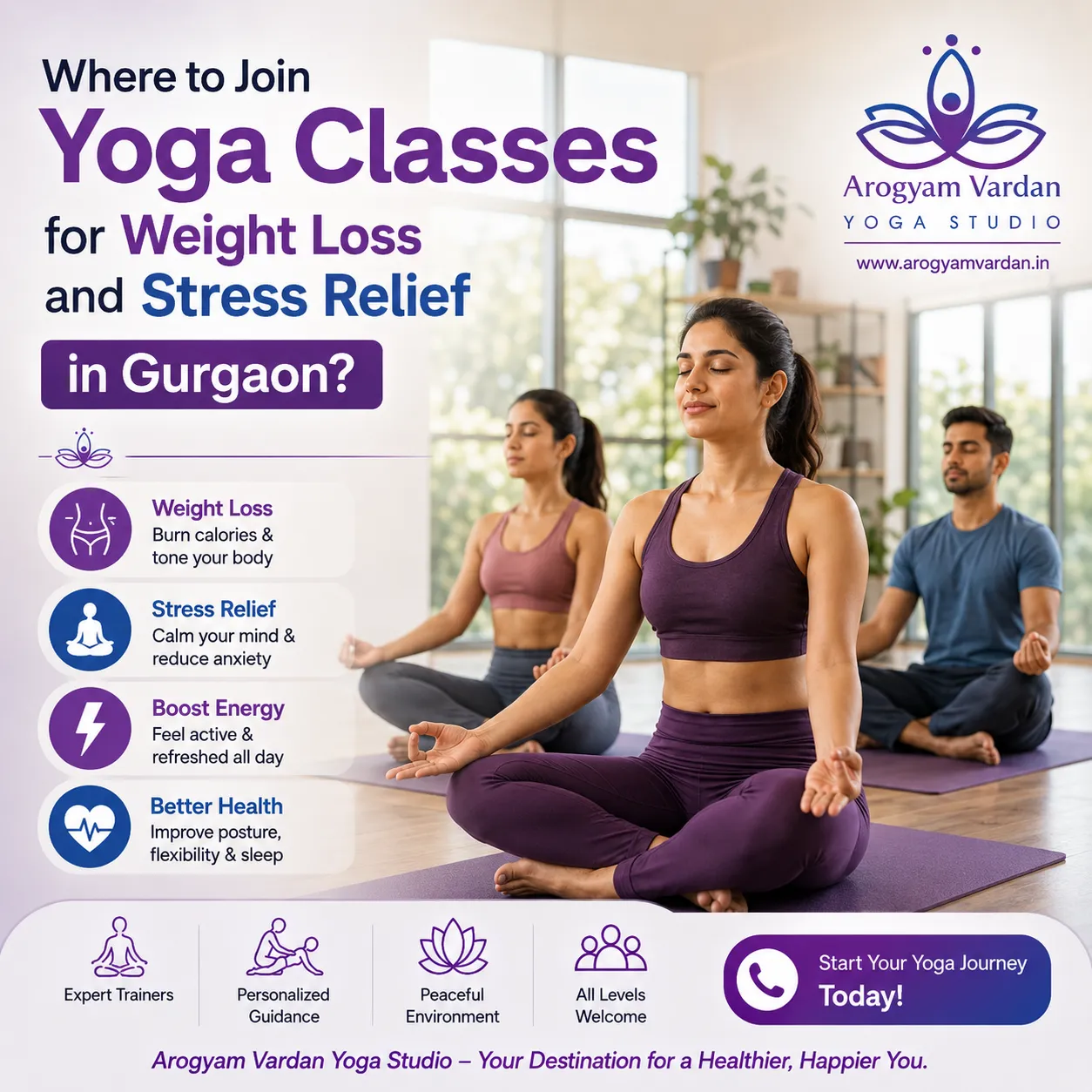 Where to Join Yoga Classes for Weight Loss and Stress Relief in Gurgaon?