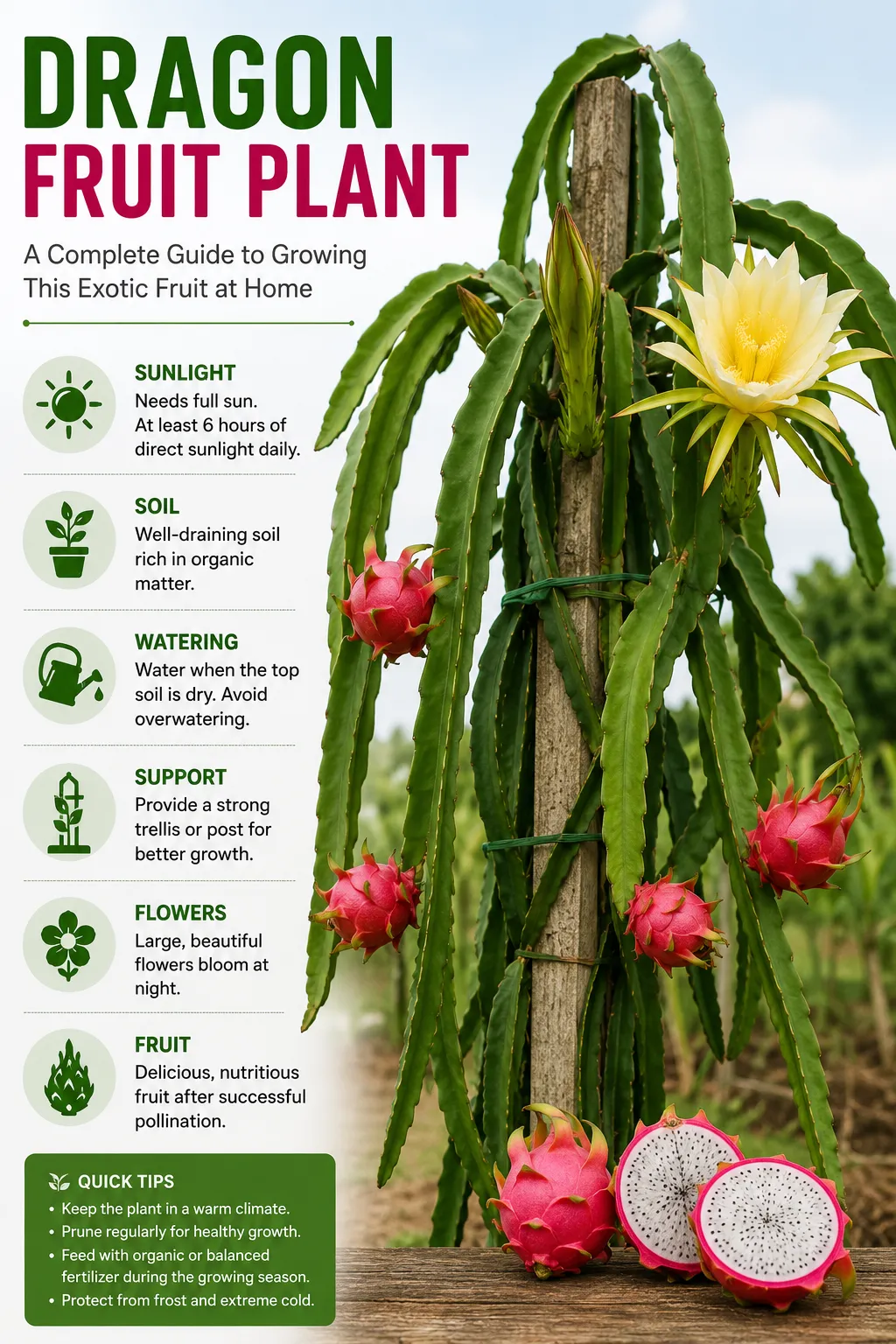 Dragon Fruit Plant – A Complete Guide to Growing This Exotic Fruit at Home