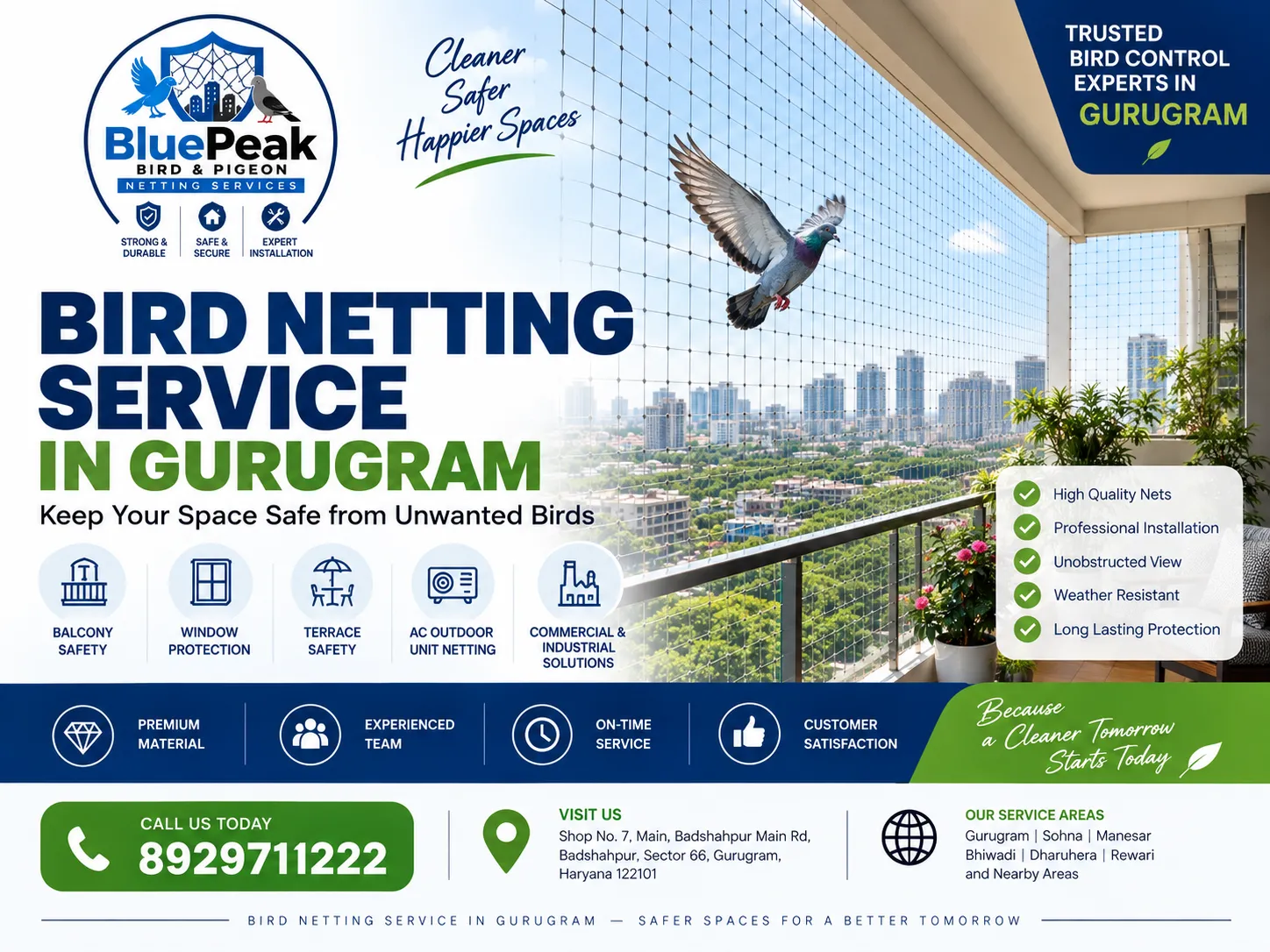 Bird Netting Service in Gurugram – A Complete Guide for Homes and Businesses