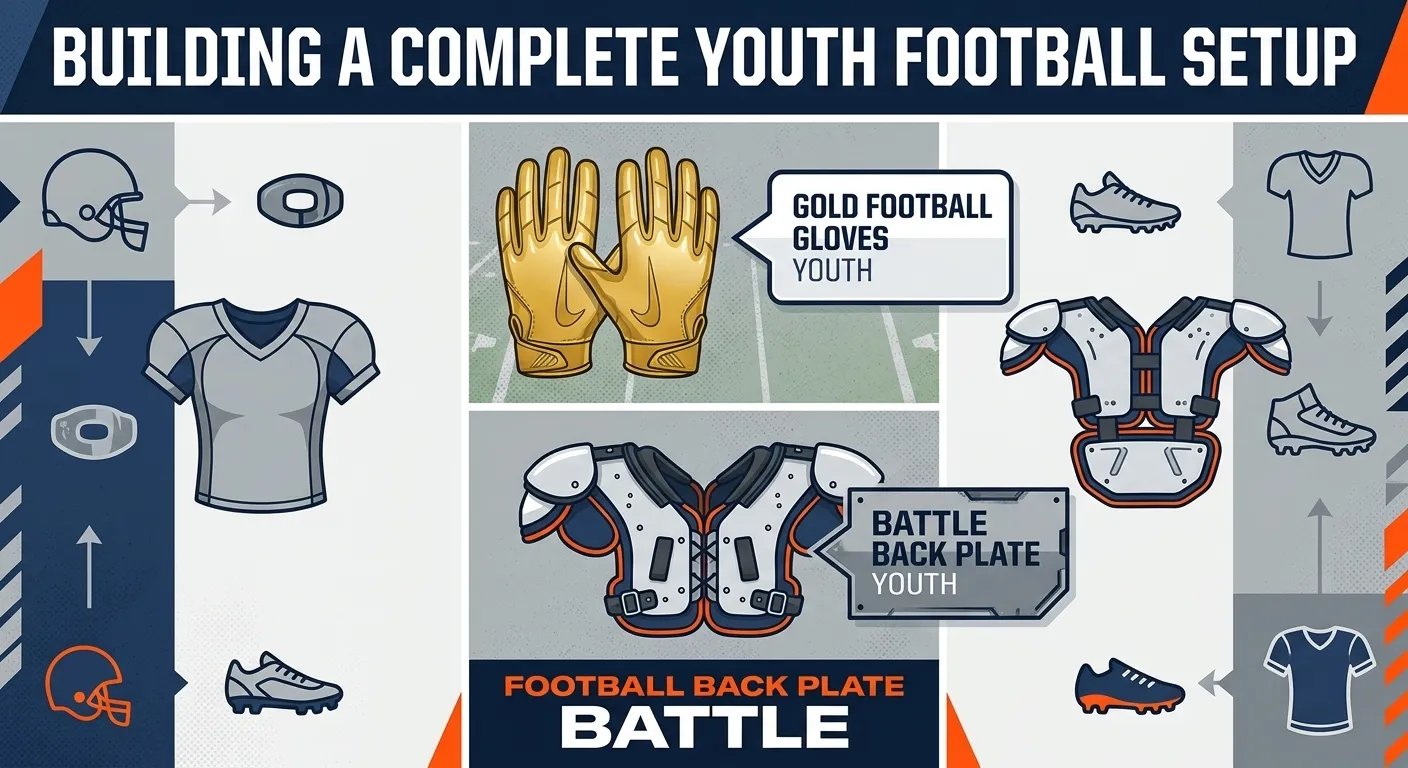 Building a Complete Youth Football Setup with Battle Back Plate Youth Gear and Gold Football Gloves Youth Players Can Wear