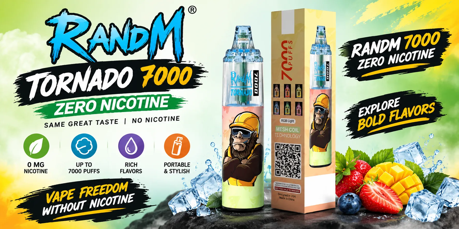 RANDM Tornado 7000 Zero Nicotine – Et nikotinfrit alternativ