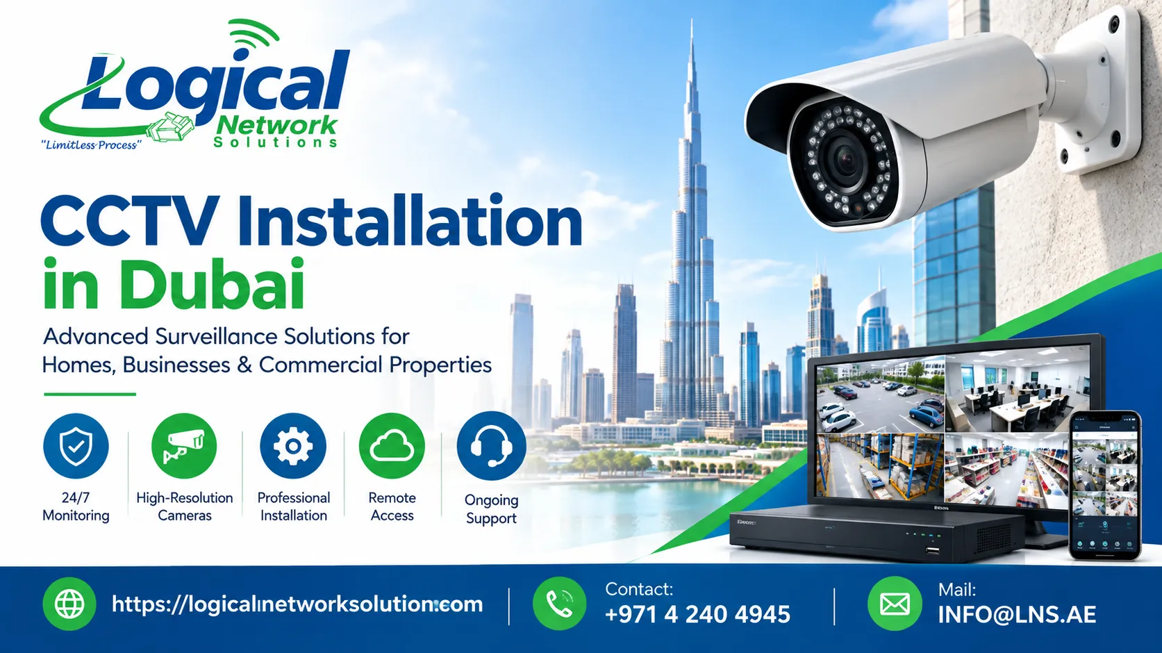 Modern CCTV Installation with Smart NVR Cameras and Wireless Security Systems