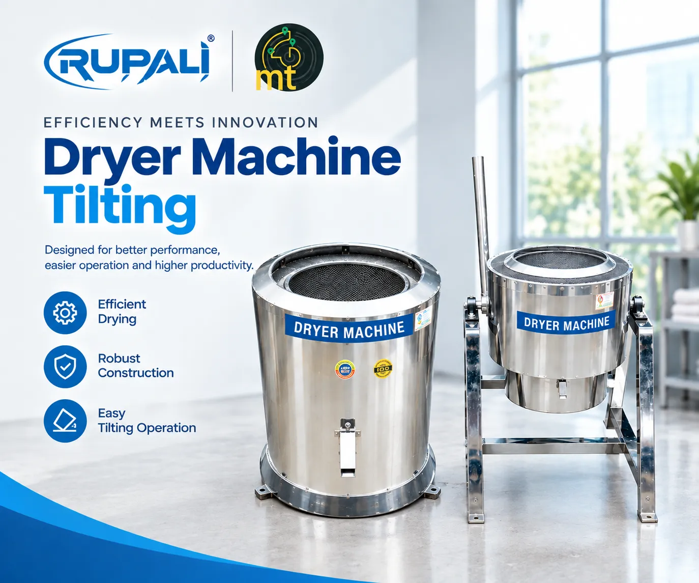 Modern Food Processing Solutions: Dryer Machine Tilting, 5 Litre Commercial Mixer Grinder, Dry Fruit Tukda Machine & Wet Dal Grinder