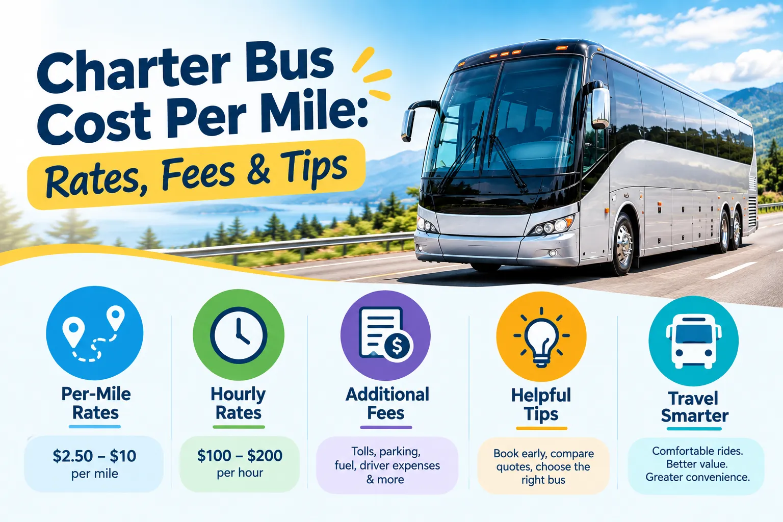 Charter Bus Cost Per Mile: Rates, Fees & Tips