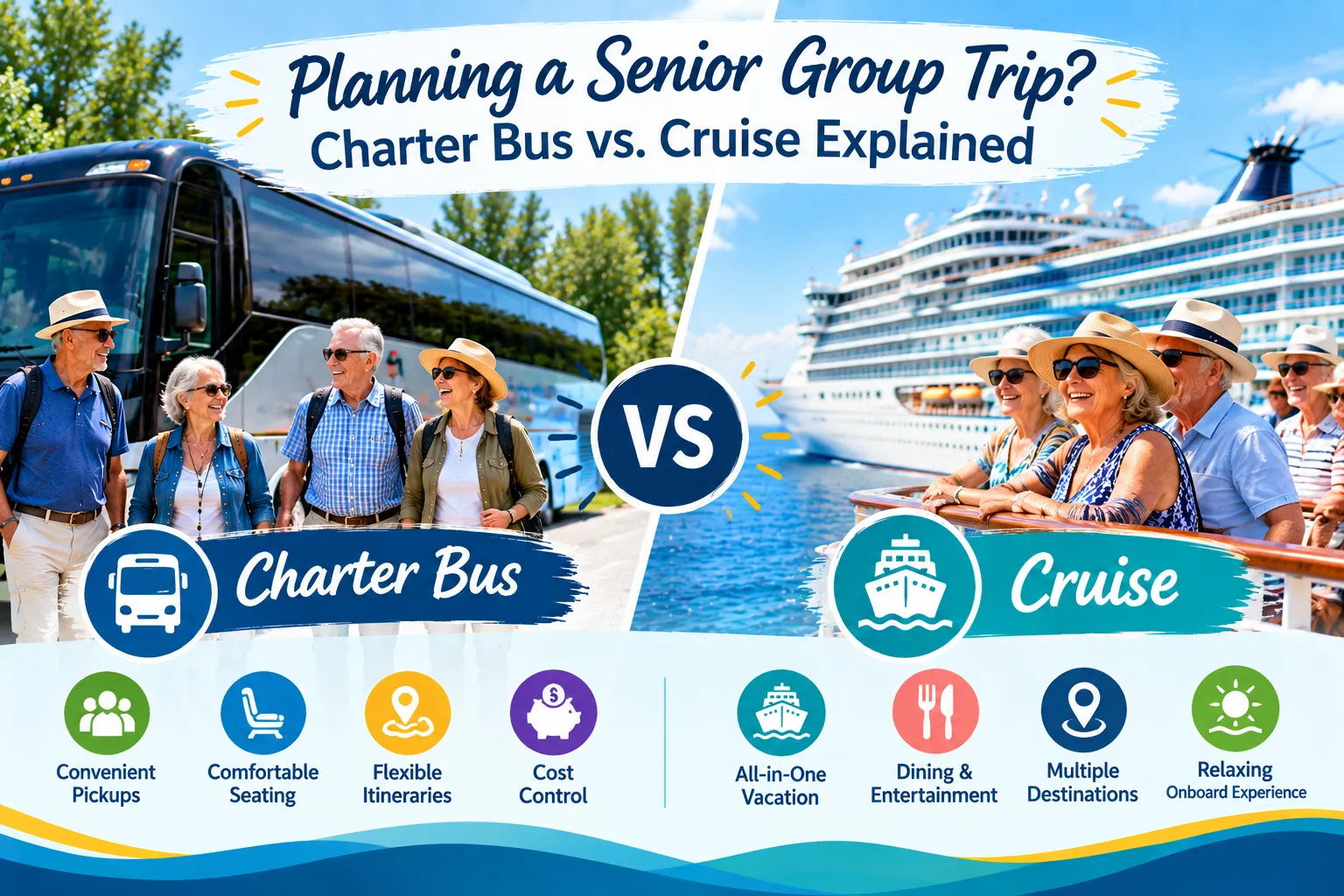 Planning a Senior Group Trip? Charter Bus vs. Cruise Explained