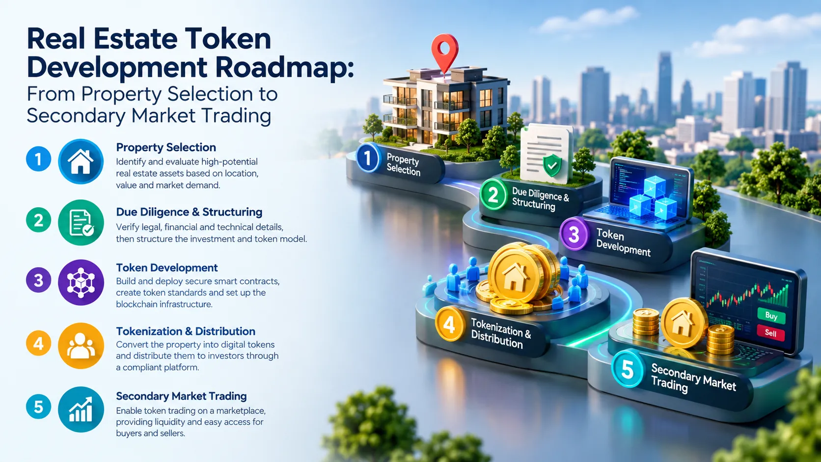 Real Estate Token Development Roadmap: From Property Selection to Secondary Market Trading