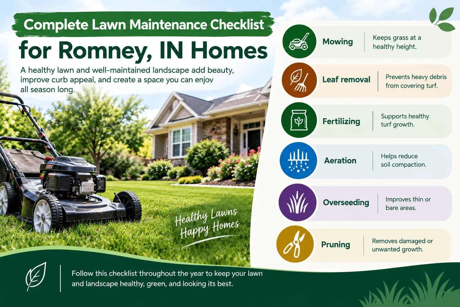 Complete Lawn Maintenance Checklist for Romney, IN Homes