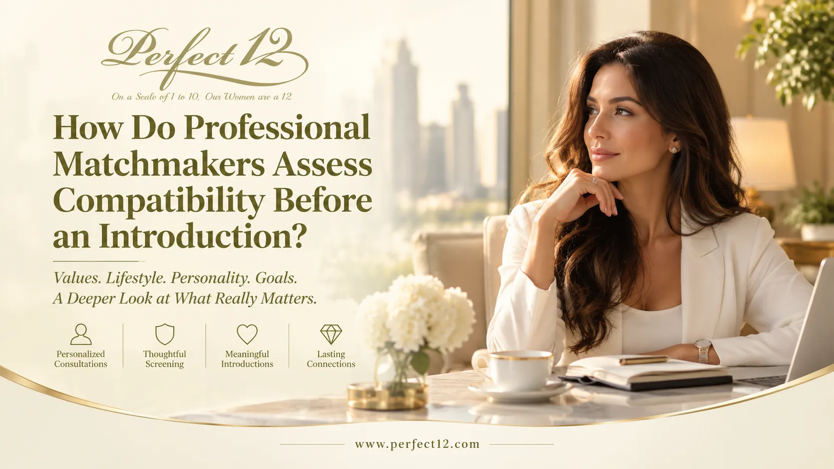 Elite matchmaker assessing compatibility through a private, personalized consultation.