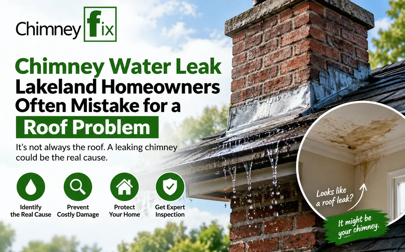 Chimney Water Leak Lakeland Homeowners Often Mistake for a Roof Problem