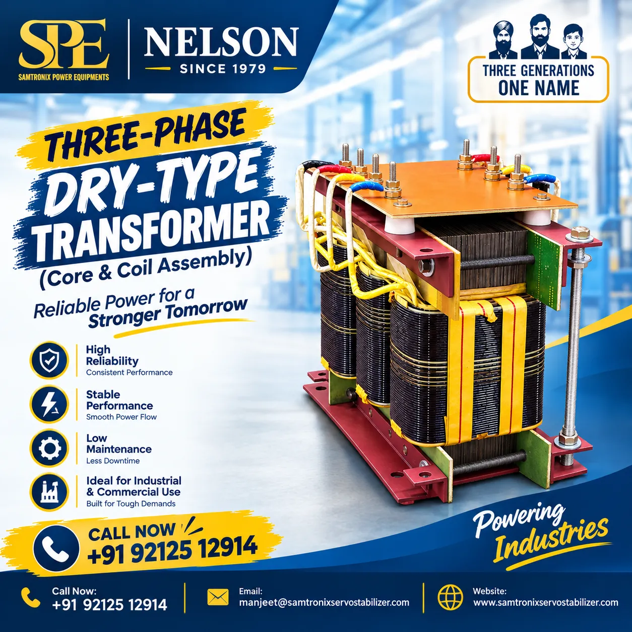 Three Phase Dry Type Transformer: Core, Coil Assembly, Applications and Industrial Power